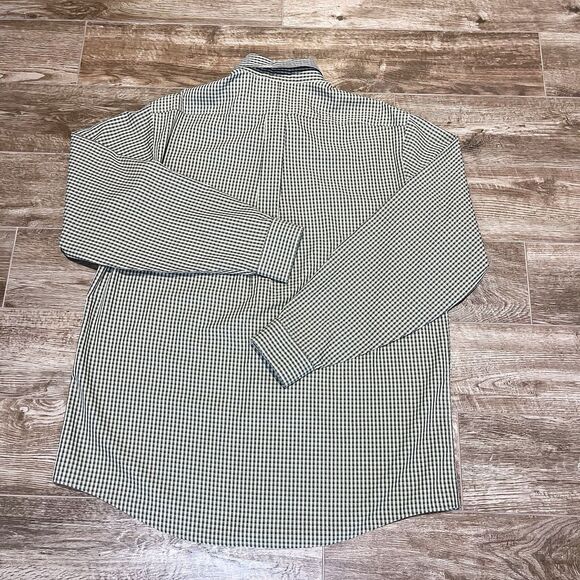 LL Bean Shirt Men’s Large Plaid Green Wrinkle Resistant Long Sleeve Button Up - Picture 5 of 6